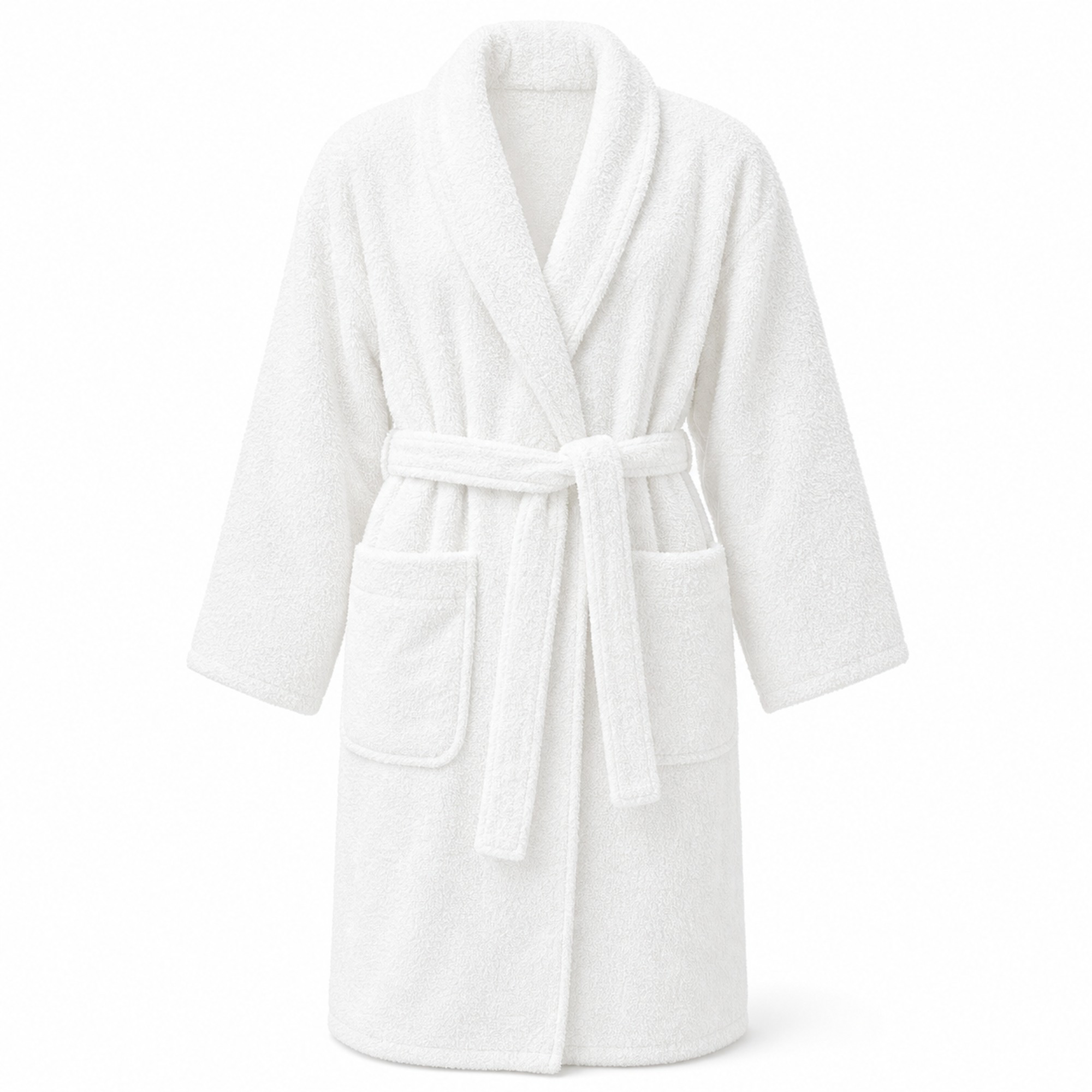 TEMU Albornoz de algodón de 400 g/m² con cuello chal, cinturón y bolsillos, tallas M-XXL, 1