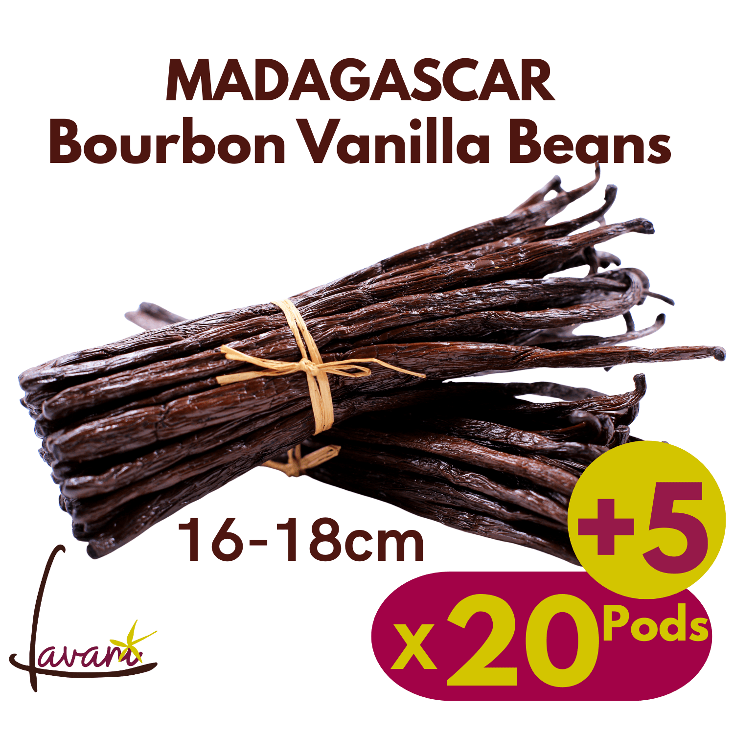 Image of 20+5 Pods Of Bourbon Madagascar Vanilla, 16-18 Cm In Size, Soft, Fleshy And Fragrant