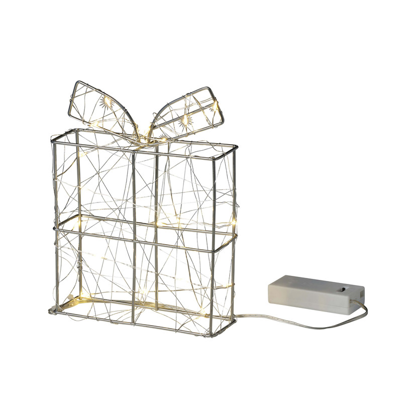 Image of Led Christmas Decorations Made Of Wire Mesh, Warm White Light, Timer, Battery Operated For Indoor Use