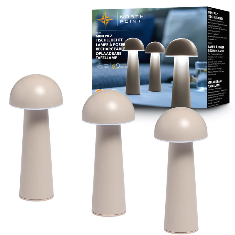 Image of Modern Led Table Lamp In Mushroom Shape In A 3pcs Set For Indoor And Outdoor Use, Dimmable, Usb Charging, Cct Color Changing