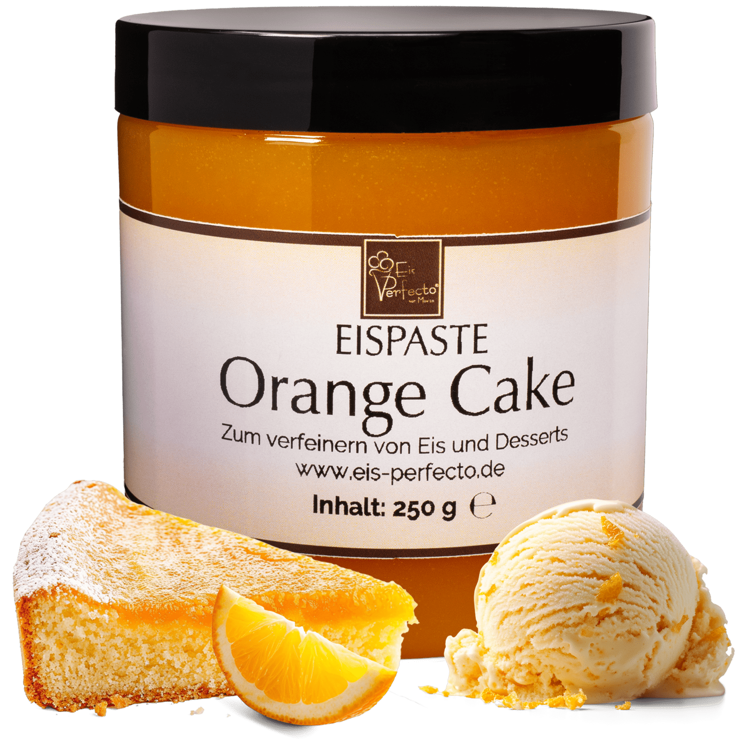 Image of Orange Cake Ice Cream Paste 250g | Flavoring Paste For Ice Cream With Orange Cake Ice Cream Flavor | Flavoring For Ice Cream, Desserts & Milkshakes | Ice Cream Flavor Extract With Rum Note | Movito