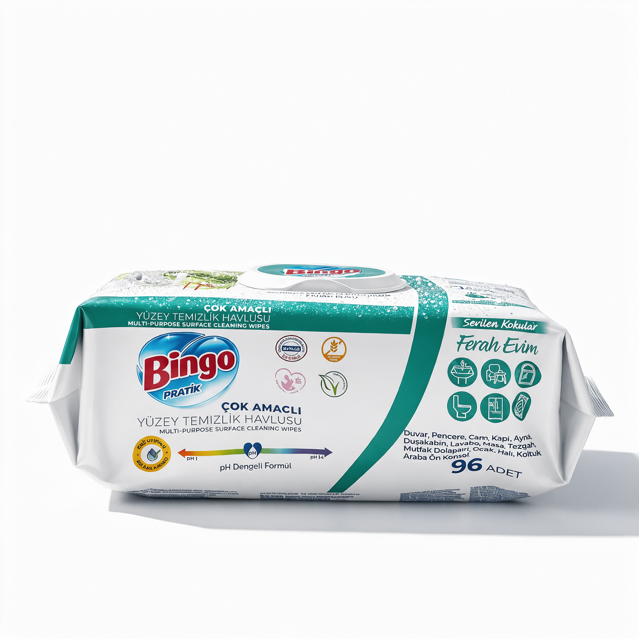 Bingo Pratik Surface Wipes (96 Adet) Green