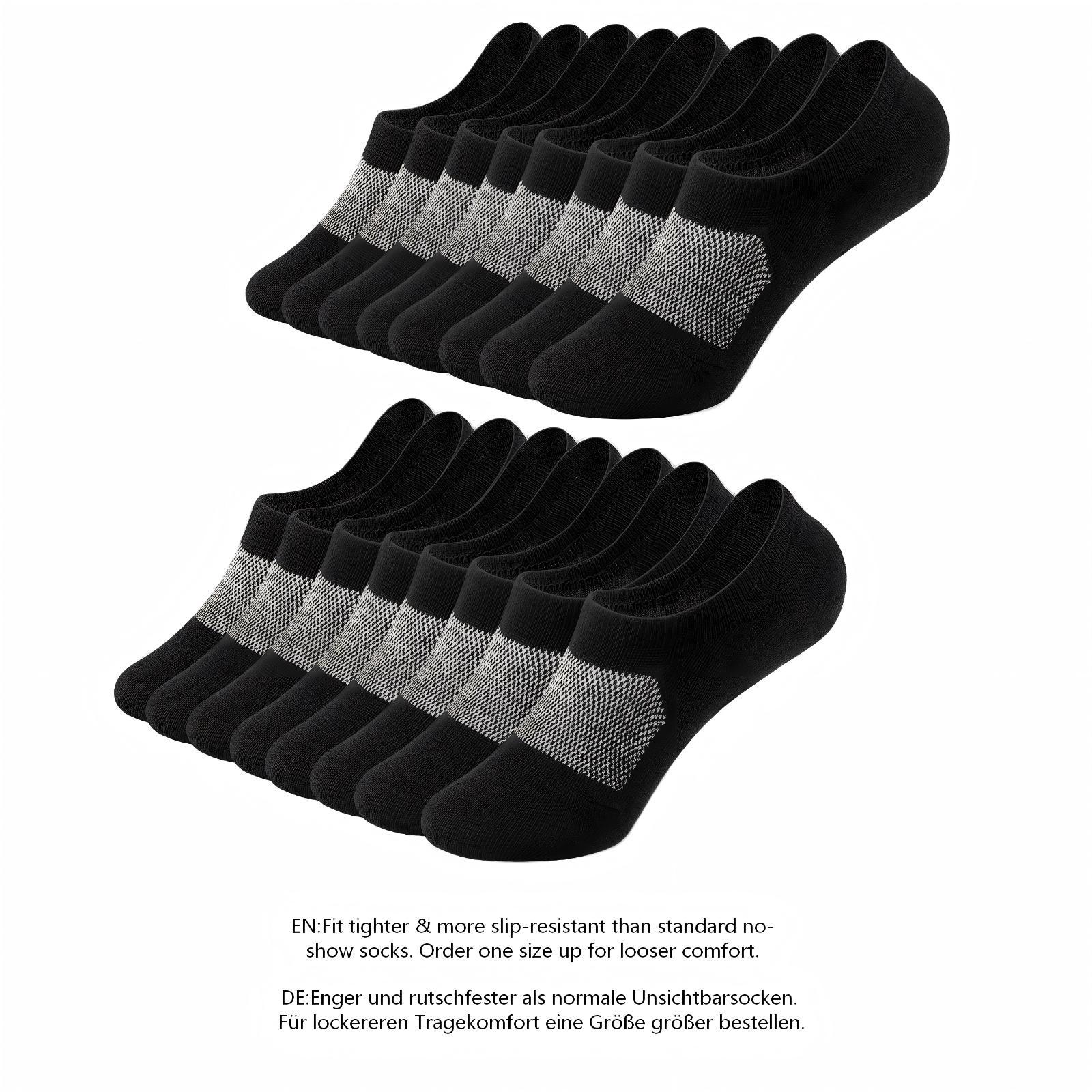 Image of 8 Pairs Of Men's & Women's Ankle Socks, No Show , Invisible & Durable Cotton Socks For Everyday & Leisure, Size 35–50