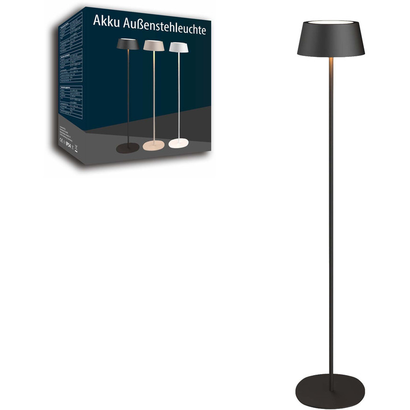 Image of Battery Led Floor Lamp Dimmable Wireless Height Adjustable Up To 120cm Warm White Floor Lamp For Indoor And Outdoor Garden Balcony Terrace Metal