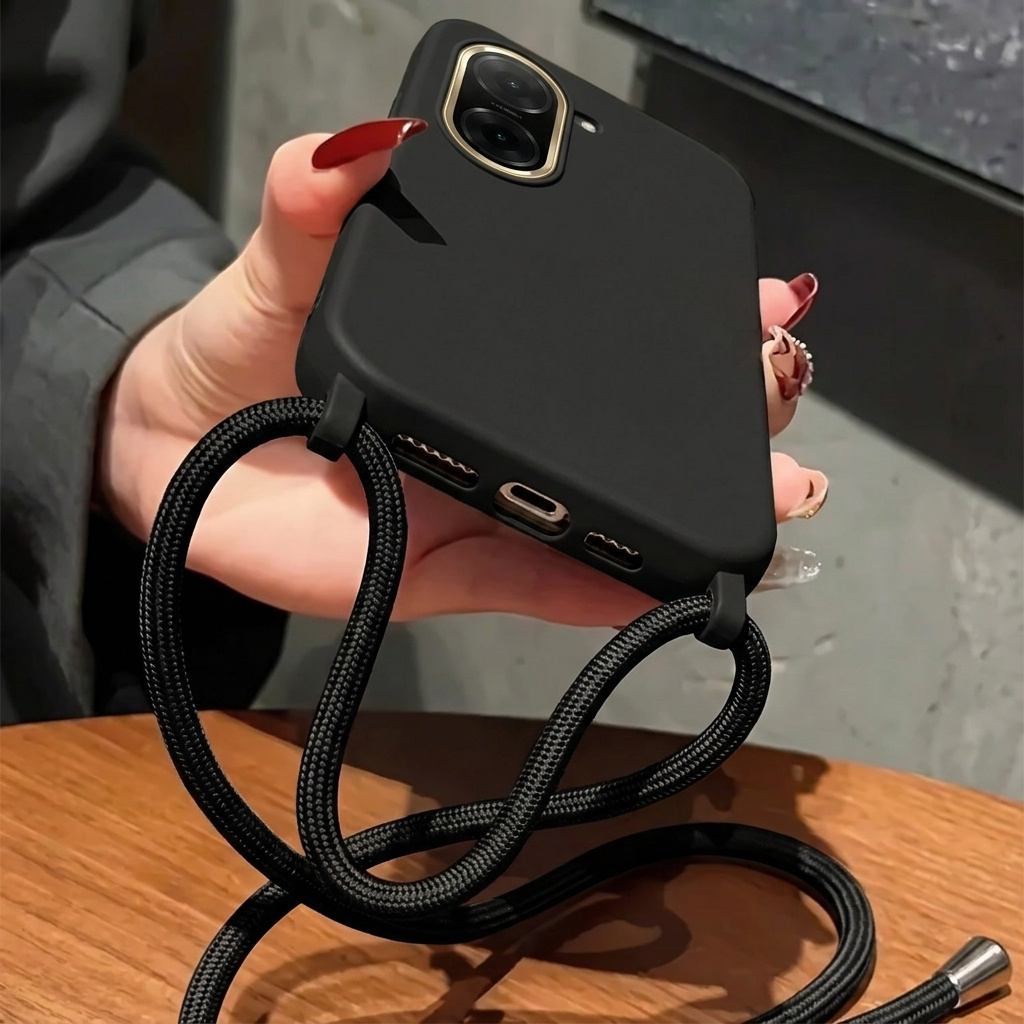 TEMU Colgar para Xiaomi Redmi A5 4G Carcasa con Cuerda Colgante, Collar con Cordon, Antigolpes con Correa, Calidad, Color Negro