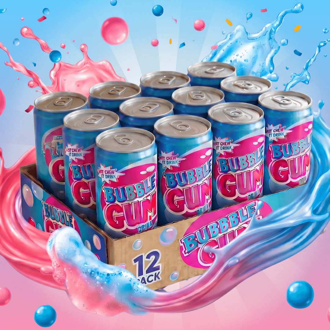 12x Bubblegum Drink Refreshing Beverage With Chewing Gum Flavor | 12x330ml