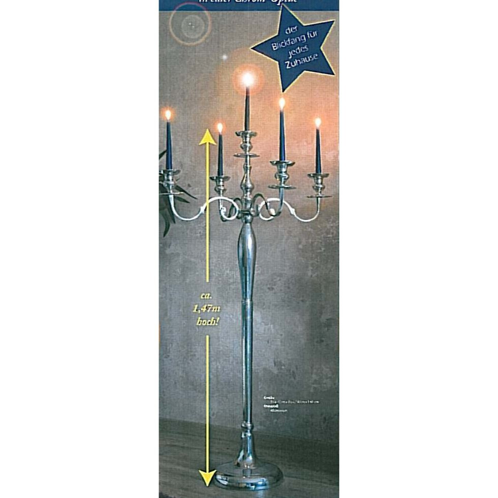 Image of Candle Holder, Silvery, For 5 Candles, . 147 Cm