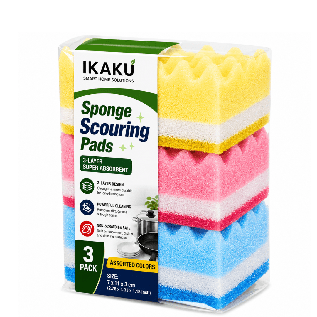 TEMU 3 Pack Heavy Duty Sponges Dual Sided Kitchen Cleaning Sponges Super Absorbent Non Scratch Scrub Pads For Dishes Pots Pans Sink And Car Cleaning