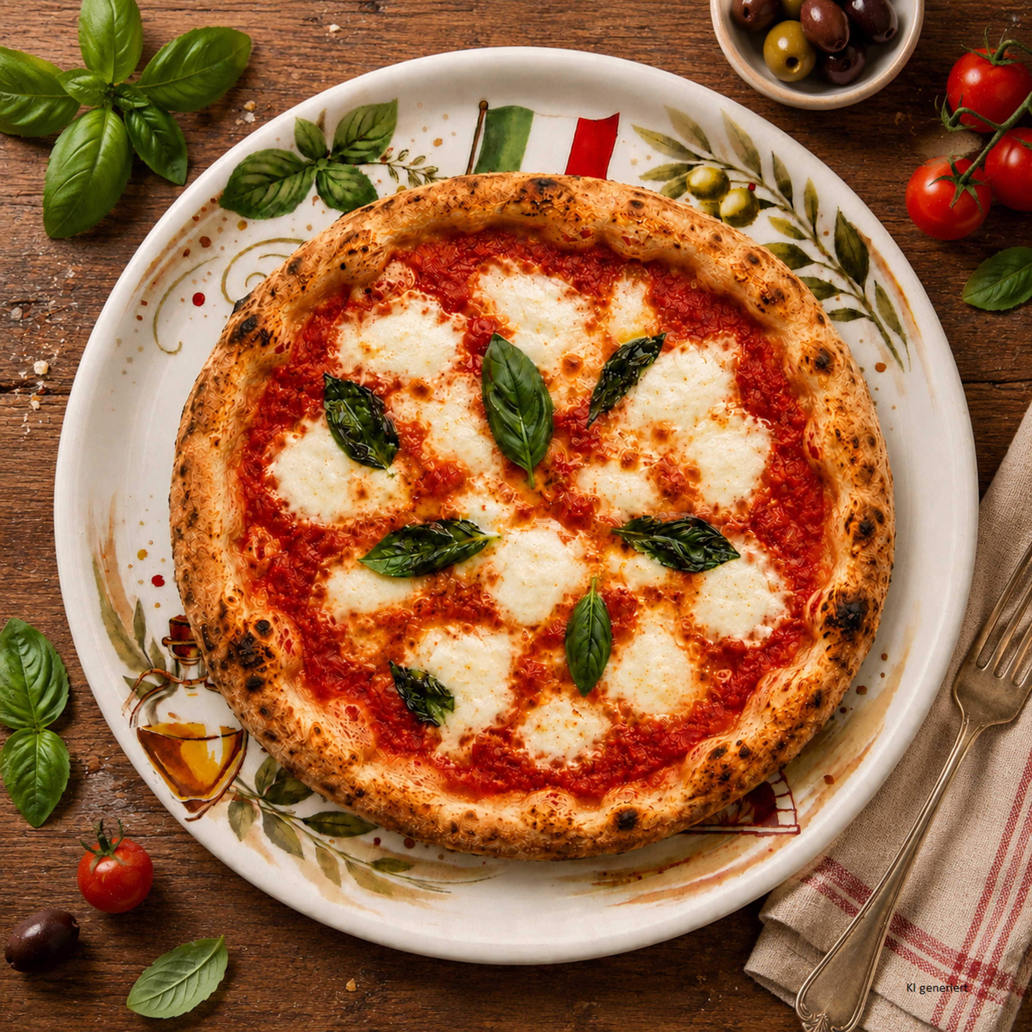 Image of 2pcs Set Of Pizza Plates Katja With Italian Decor, Xl Plates Made Of Porcelain For Pizza, Antipasti, , Serving And Arranging, Bright Surface Sprinkles
