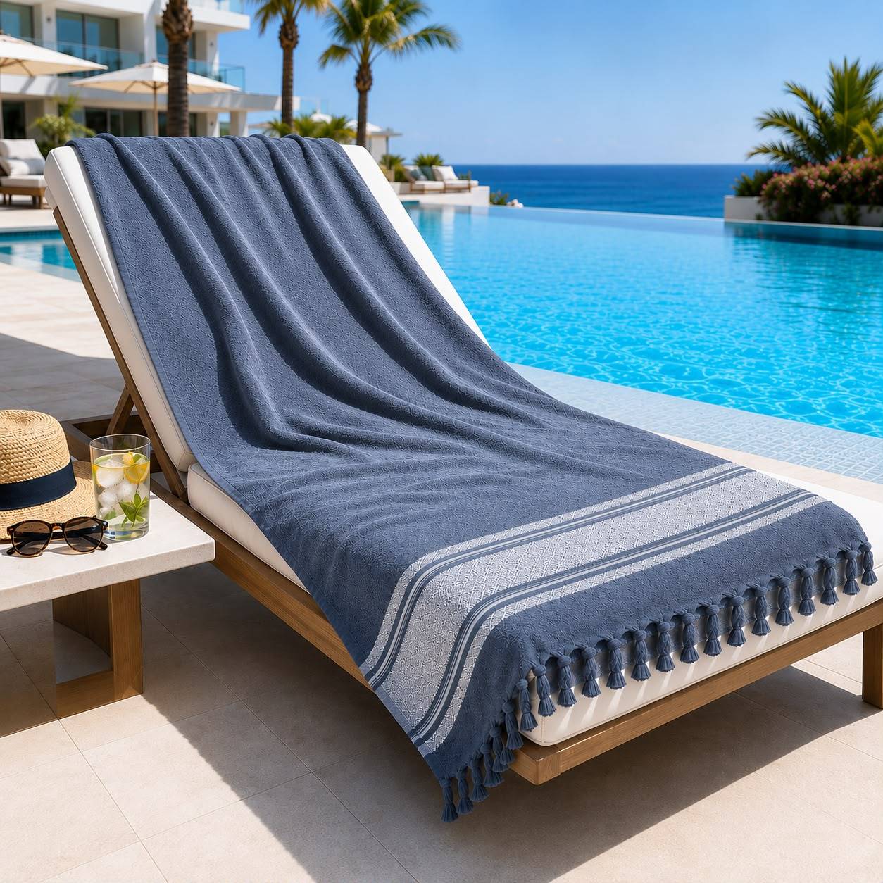 TEMU Toalla de Playa Grande 100x150 cm – Algodón, , Absorción y Secado Rápido, Toalla para Playa, Piscina, Viaje y Camping
