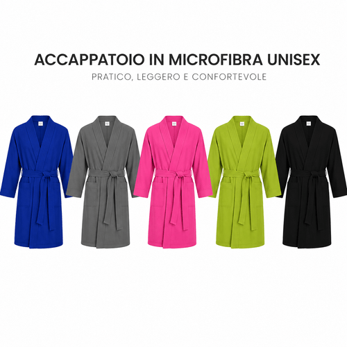 immagine dell'articolo accappatoio in microfibra assorbente con cappuccio, asciugatura rapida, unisex