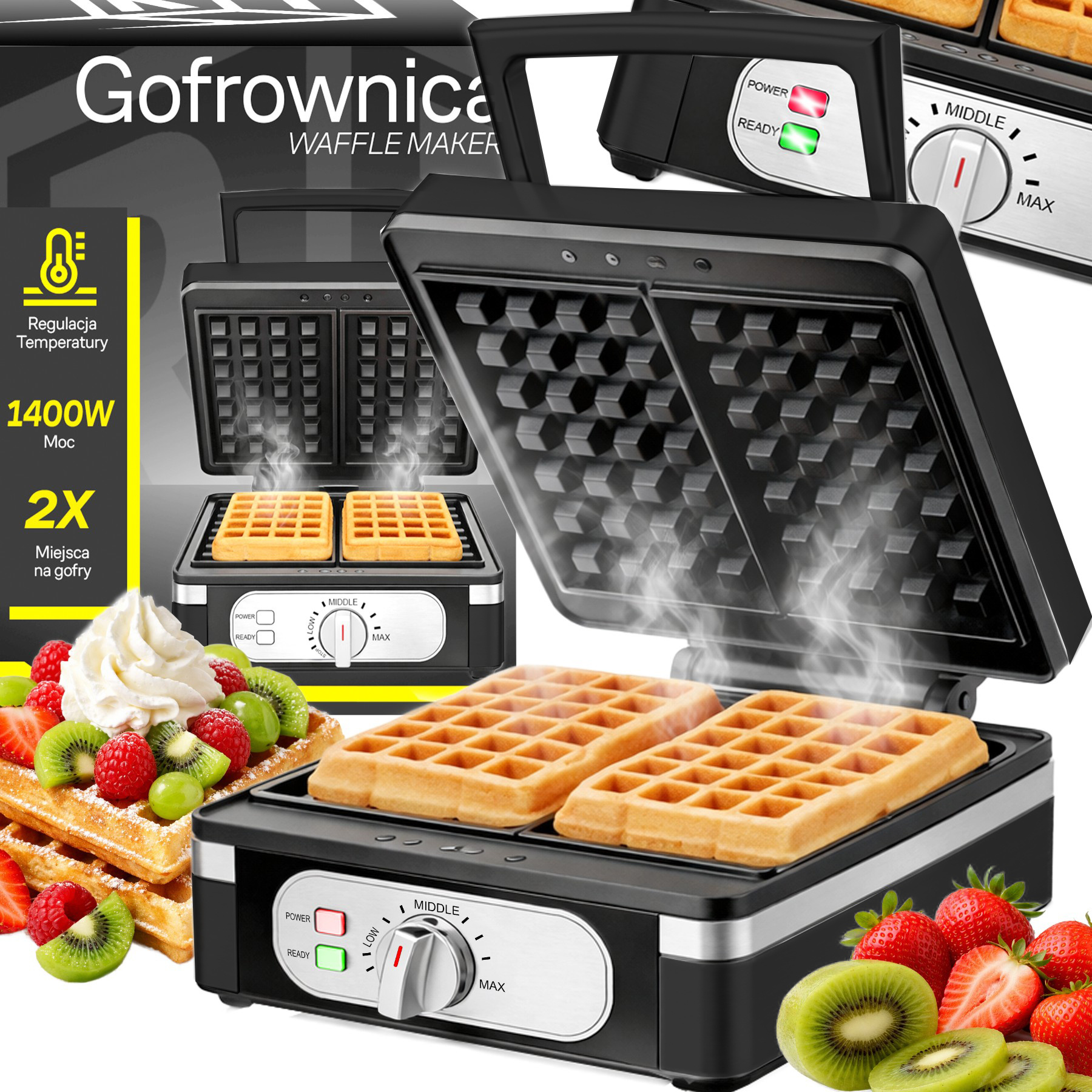 Electric 1400w For 2 Xxl , Temperature Control, Coating, Led Lights, Anti-slip Feet