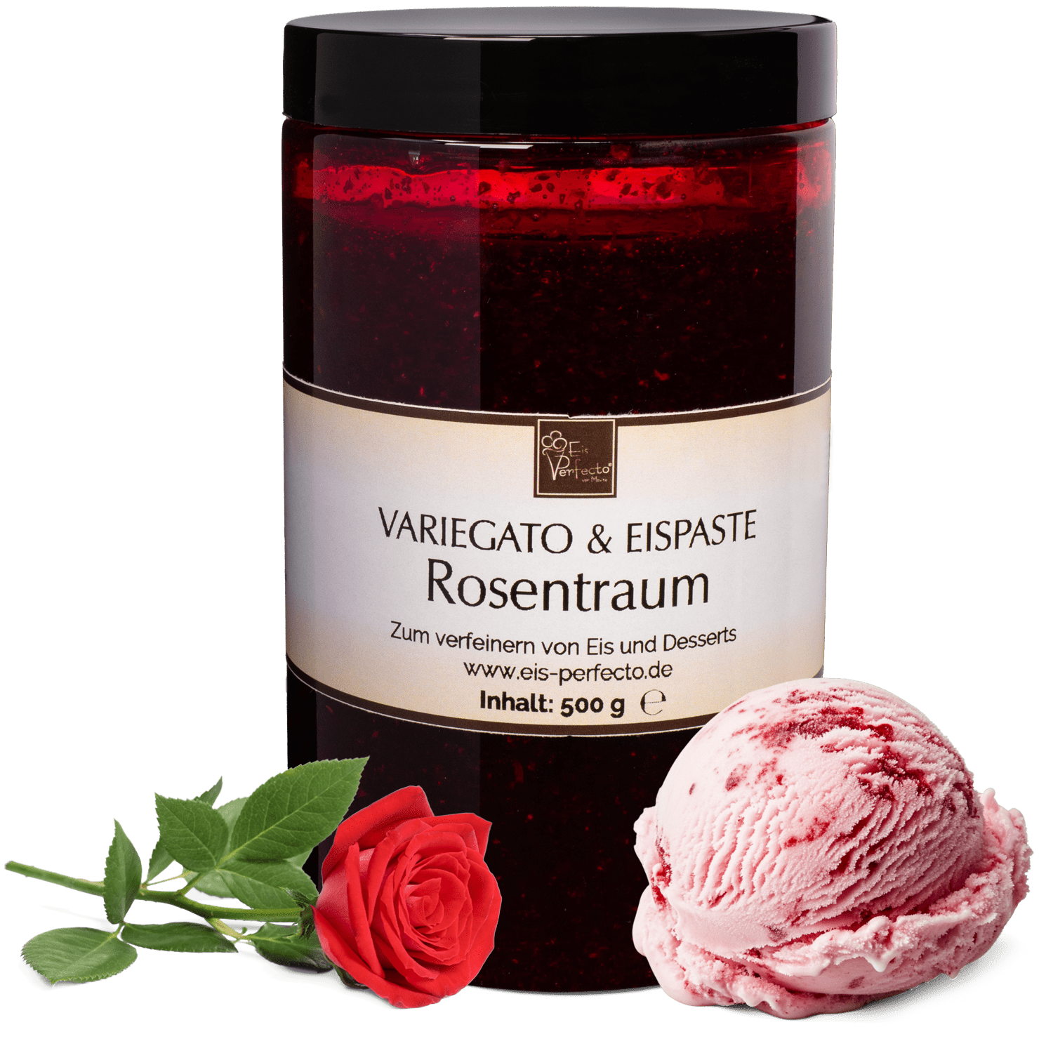 Image of Rose Dream Ice Paste & Variegato 500g | Aromatic Paste For Ice Cream With Noble Rose Ice Flavor | Aroma For Ice Cream, Desserts & Drinks | Ice Aroma Extract & Variegato For Refining | Movito