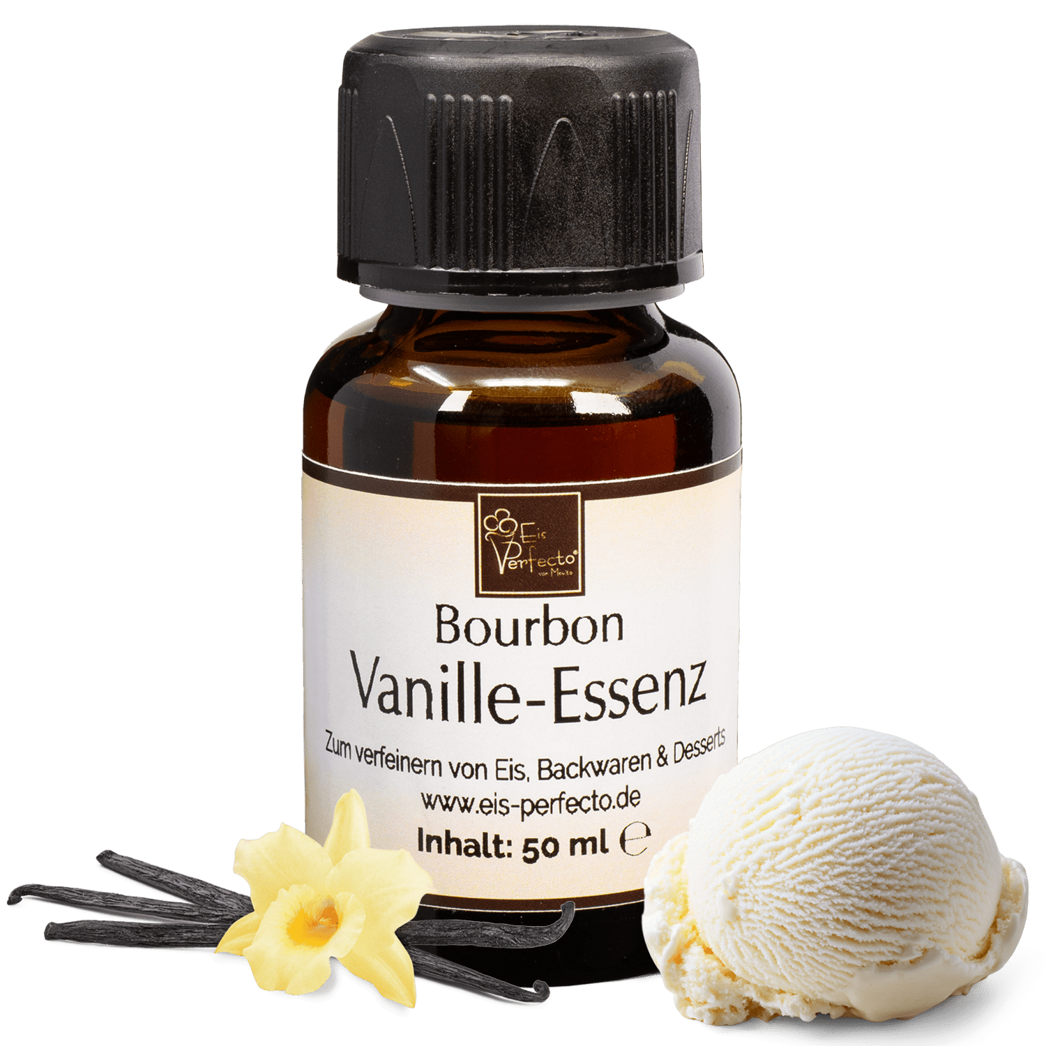 Image of Bourbon Vanilla 50 Ml | 95% Real Bourbon Vanilla Extract | Highly Concentrated Vanilla Flavor For Ice Cream, Desserts, Pastries, Creams & Pudding | Sugar-free | Movito
