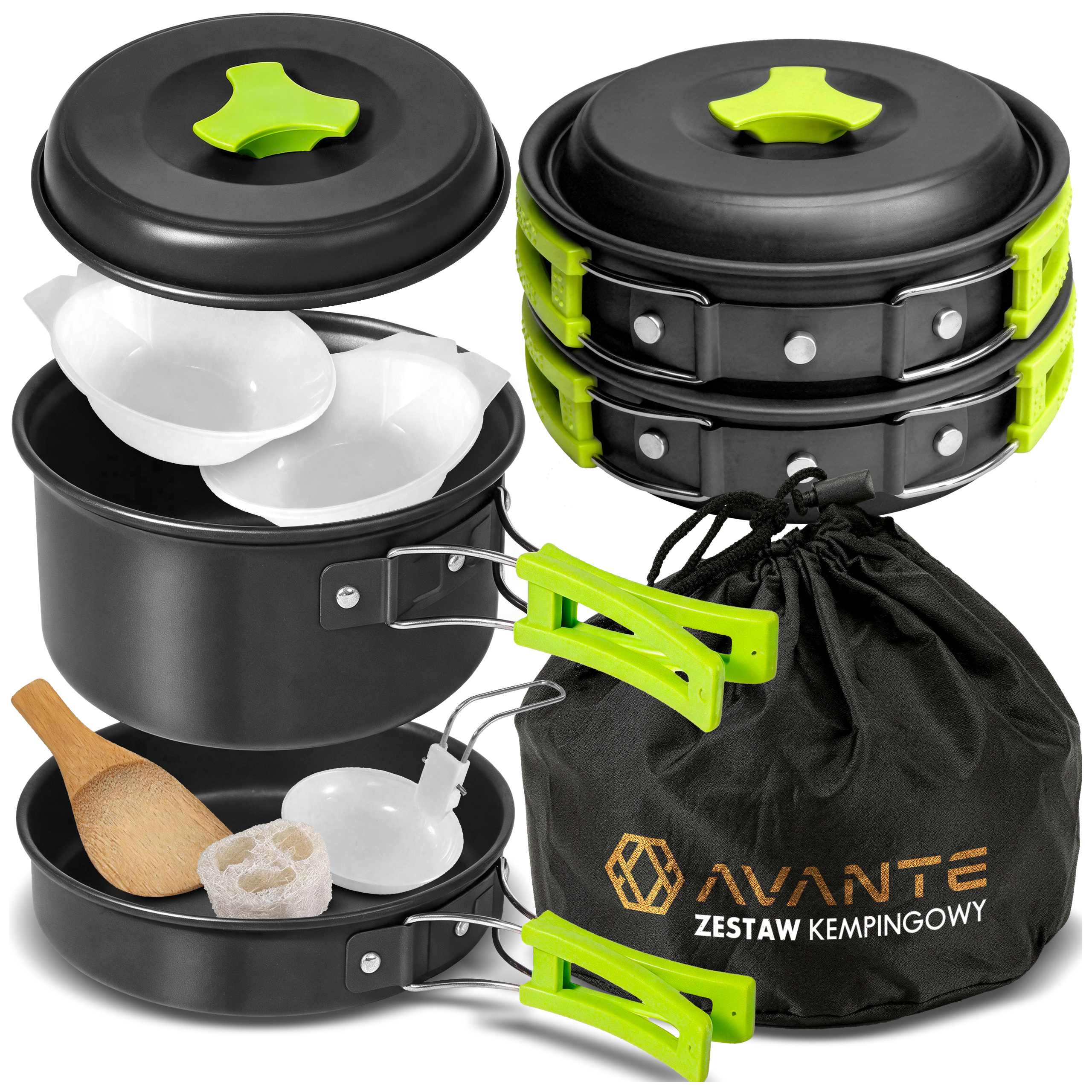 TEMU ENSEMBLE DE BATTERIE DE CUISINE DE CAMPING COOKWARE CAMPING SET POT PAN CANISTER 9 PIÈCES AVEC SAC DE TRANSPORT. Ensemble de cuisson de survie