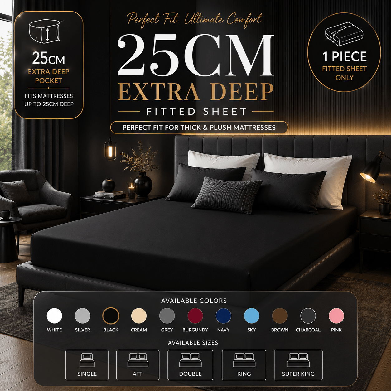TEMU 1pc Fitted Bed Sheet Cooling Effect, Soft Microfiber Solid Color, Breathable & Lightweight 25cm Deep Pocket, Ideal Summer Sheet For All Bedrooms