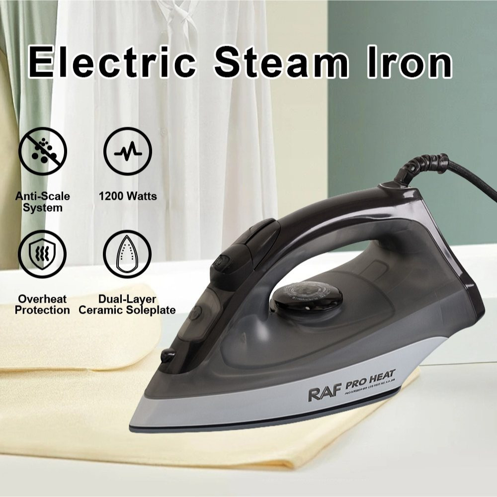 Image of 1200w Steam Iron With 3d Ceramic Soleplate & Auto Shut-off. -up, Powerful Steam Away Wrinkles, Easy Refill. Silk, Tough On Creases – All Fabrics Safe (sleek Black)