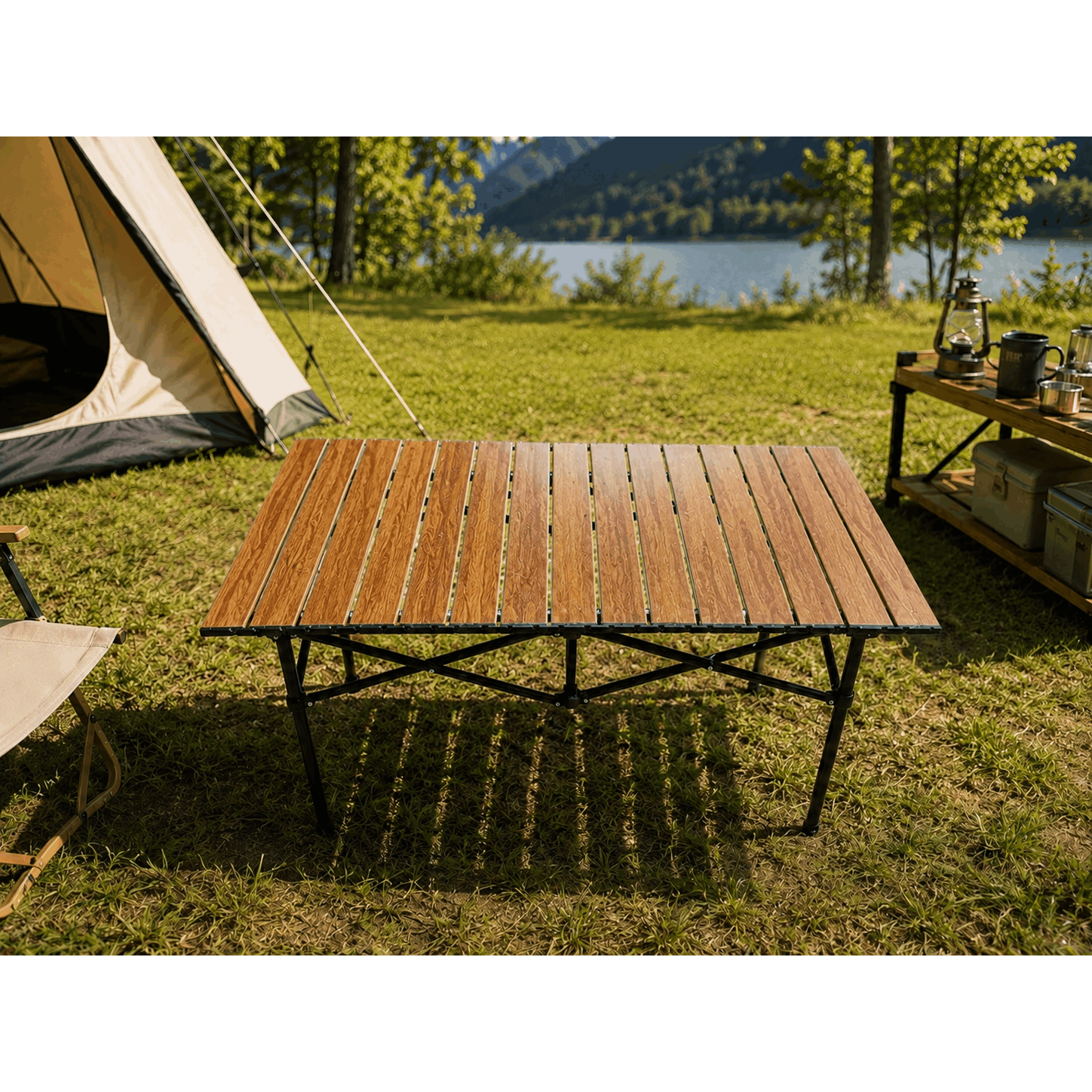 TEMU Mesa de playa Plegable 95×55 cm, Mesa Portátil para Picnic, Playa, Jardín y Exterior