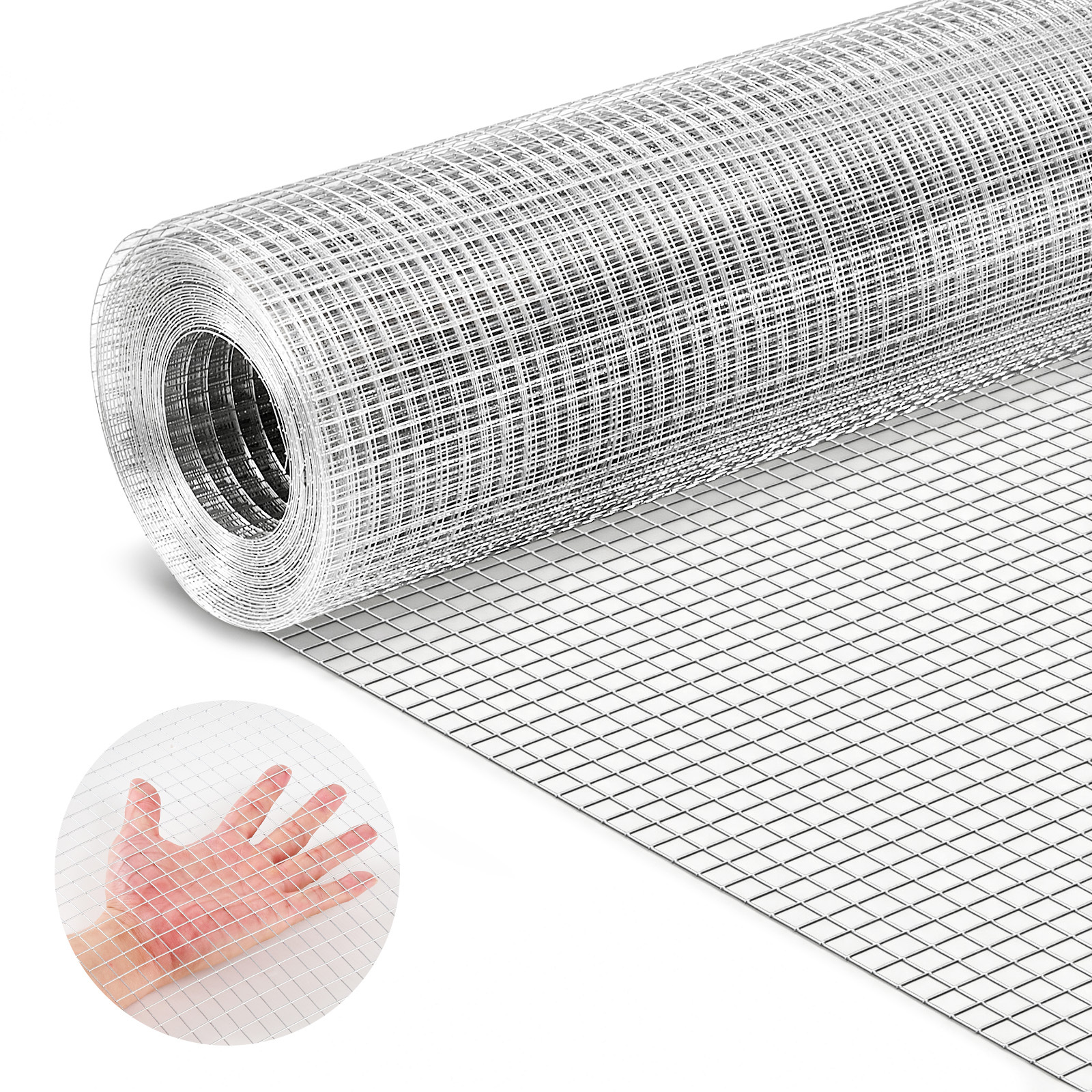 Image of Vevor Hardware Cloth, 1/2 Inch 72 Inch X 50 Ft 19 Gauge Chicken Wire Fence, Galvanized After Welding Metal Wire Mesh Roll, Garden Plant Welded Fencing Roll Supports Poultry Netting Cage Fence