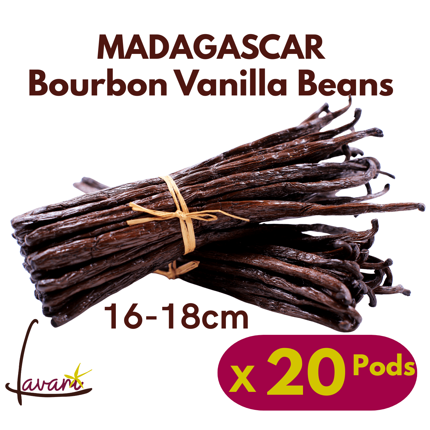 Image of 20 Bourbon Vanilla Pods From Madagascar • Noire Gourmet Quality • 16–18 Cm • Flexible • Fleshy & Highly Fragrant