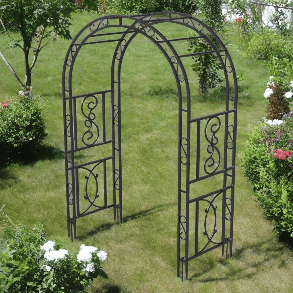 TEMU Heavy Duty Rust Proof Metal Garden Elegant Curved Wedding Arch Climbing Trellis With Floor Prongs For Outdoor Pathway Ceremony Party