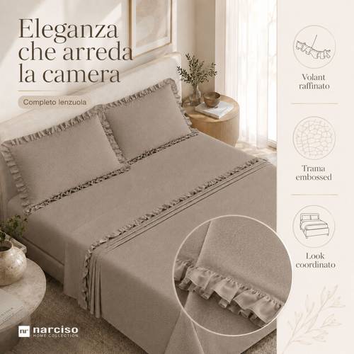 completo matrimoniali con volant , set in microfibra embossed traspirante ed anallergica, biancheria da letto per ricerca stile