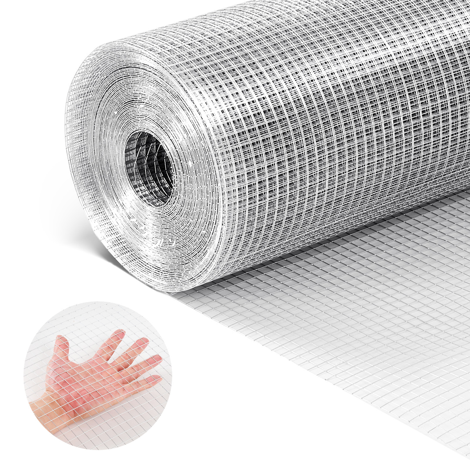 Image of Vevor Hardware Cloth, 1/2 Inch 72 Inch X 100 Ft 19 Gauge Chicken Wire Fence, Galvanized After Welding Metal Wire Mesh Roll, Garden Plant Welded Fencing Roll Supports Poultry Netting Cage Fence