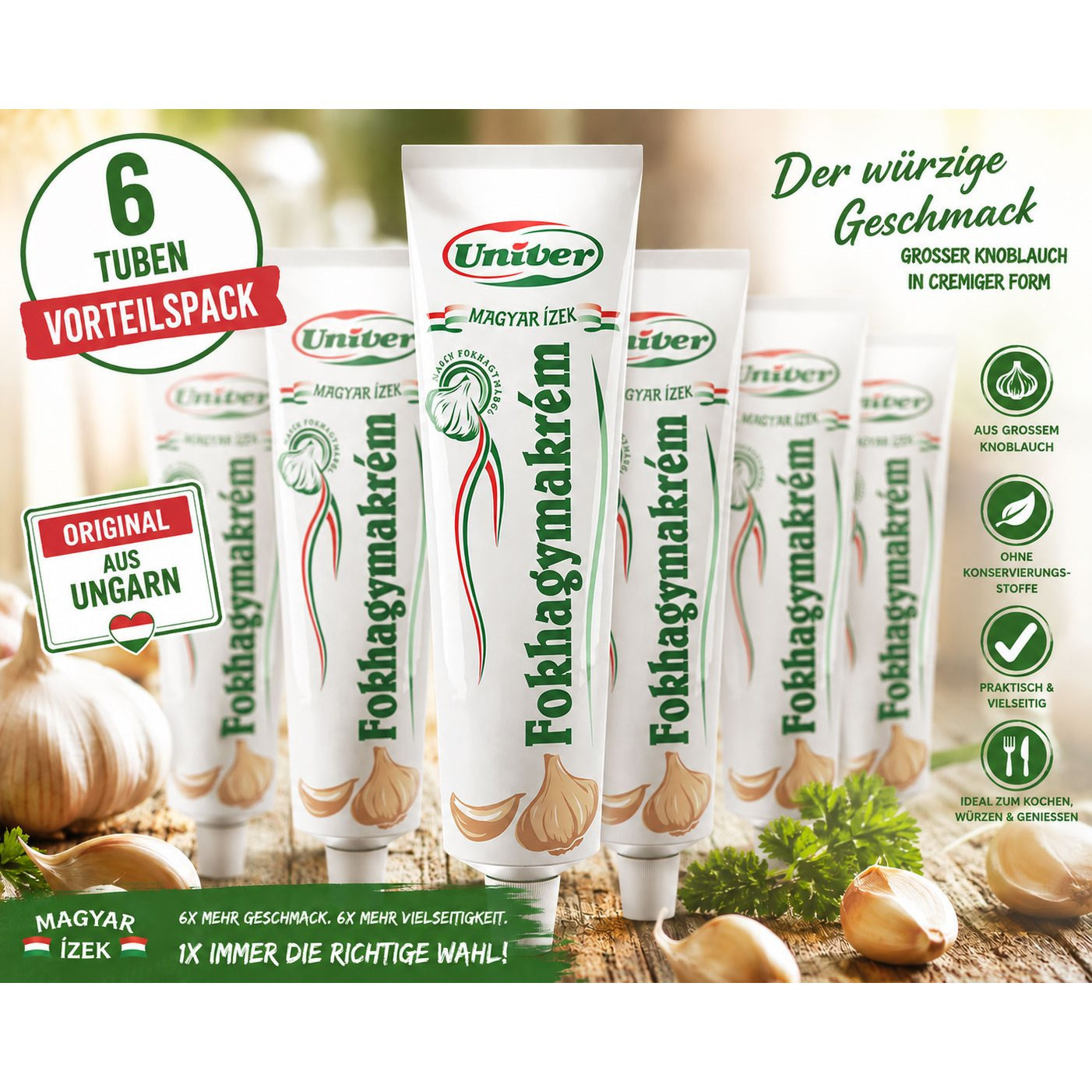Image of 6pcs Spar Set, Hungarian Garlic Cream 160g Univer, Garlic Cream