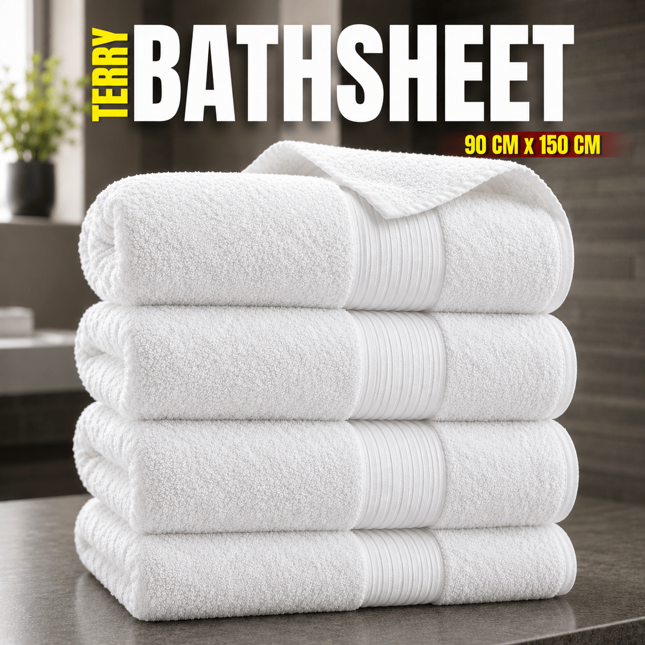 Premium Bath Sheets Set, Large Cotton Bath Towels, 90x150 cm