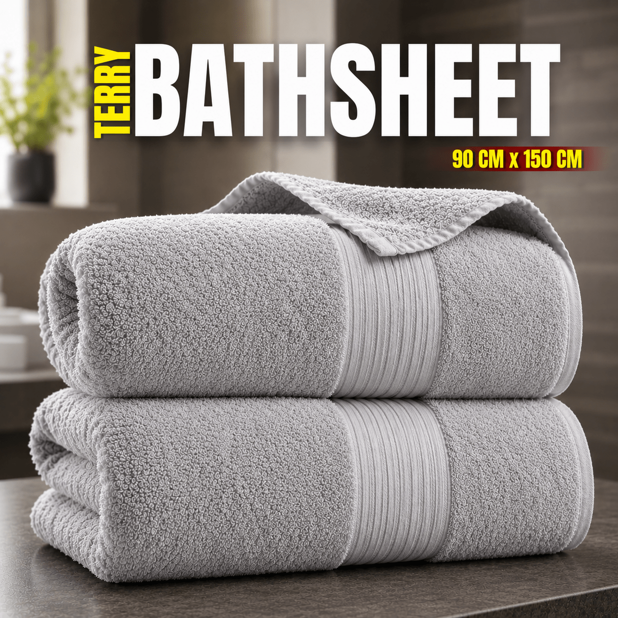 Premium Bath Sheets Set, Large Cotton Bath Towels, 90x150 cm