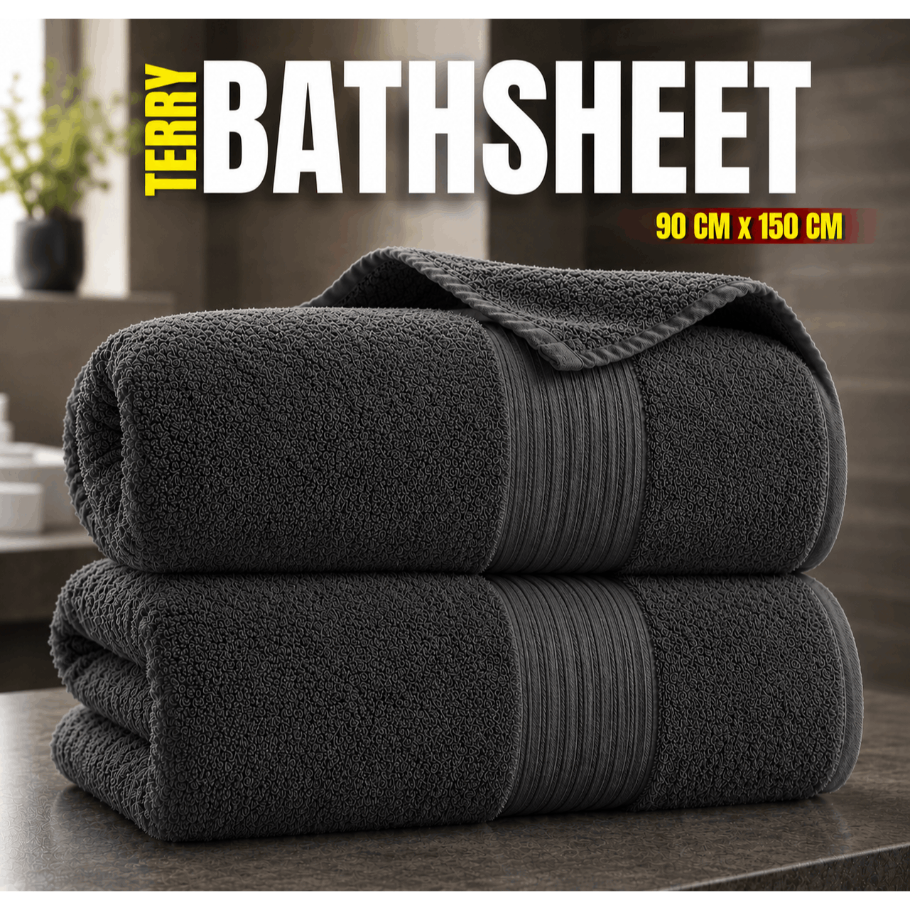 Premium Bath Sheets Set, Large Cotton Bath Towels, 90x150 cm