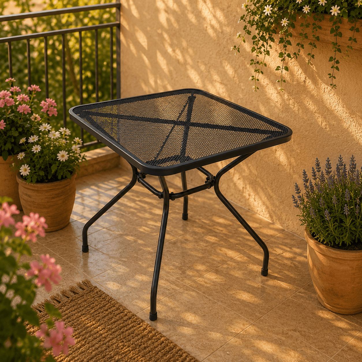 Image of Garden Table 70 × 70 Cm Made Of Expanded Metal – Weather-resistant Metal Bistro Table For Balcony, Terrace, And Garden