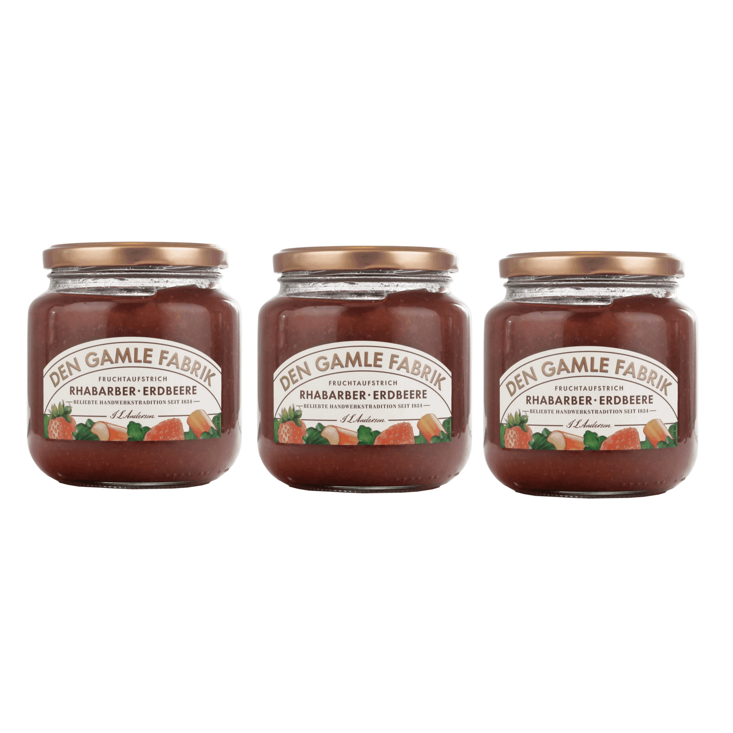 The Old Factory Rhubarb-strawberry Jam - Gourmet Fruit Jam 3 X 380g