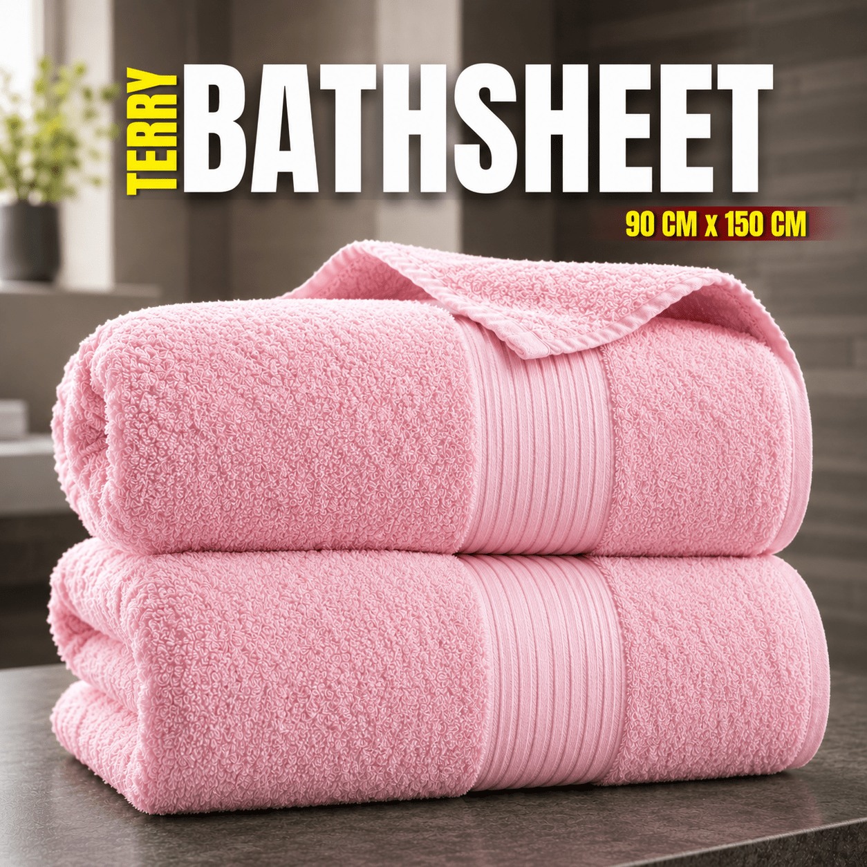 Premium Bath Sheets Set, Large Cotton Bath Towels, 90x150 cm