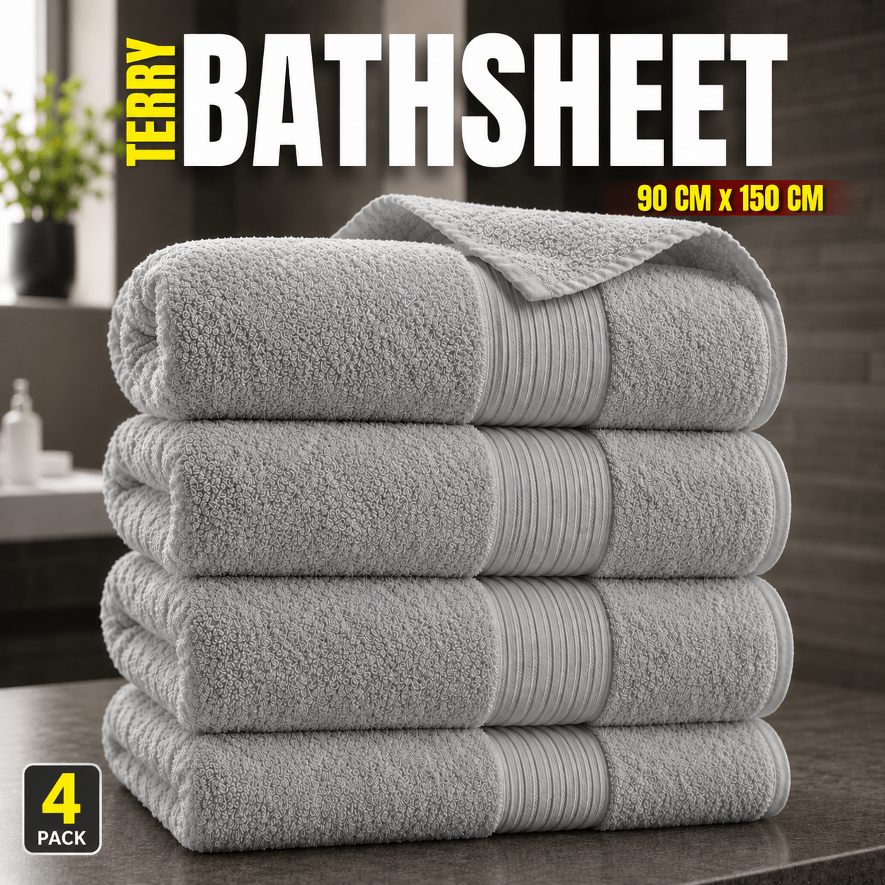 Premium Bath Sheets Set, Large Cotton Bath Towels, 90x150 cm