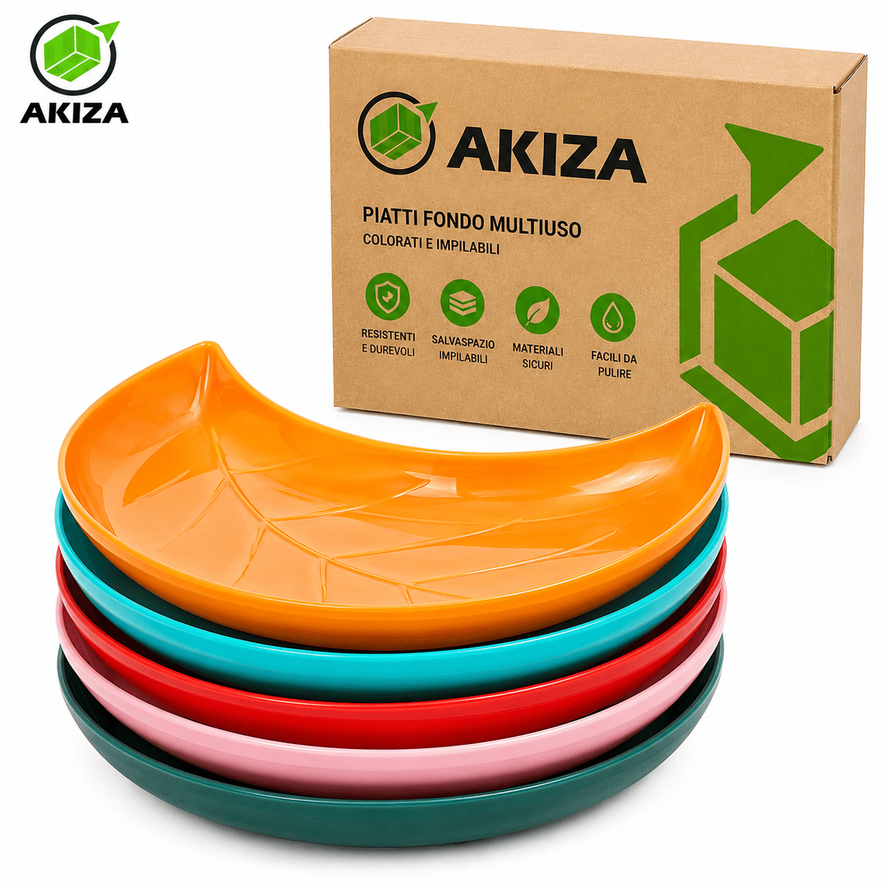TEMU Akiza Colorful Snack Plate Set, Stackable Durable Plastic Plates, Trays For Appetizers, Dried Fruits, Sweets, And , 5-piece Set