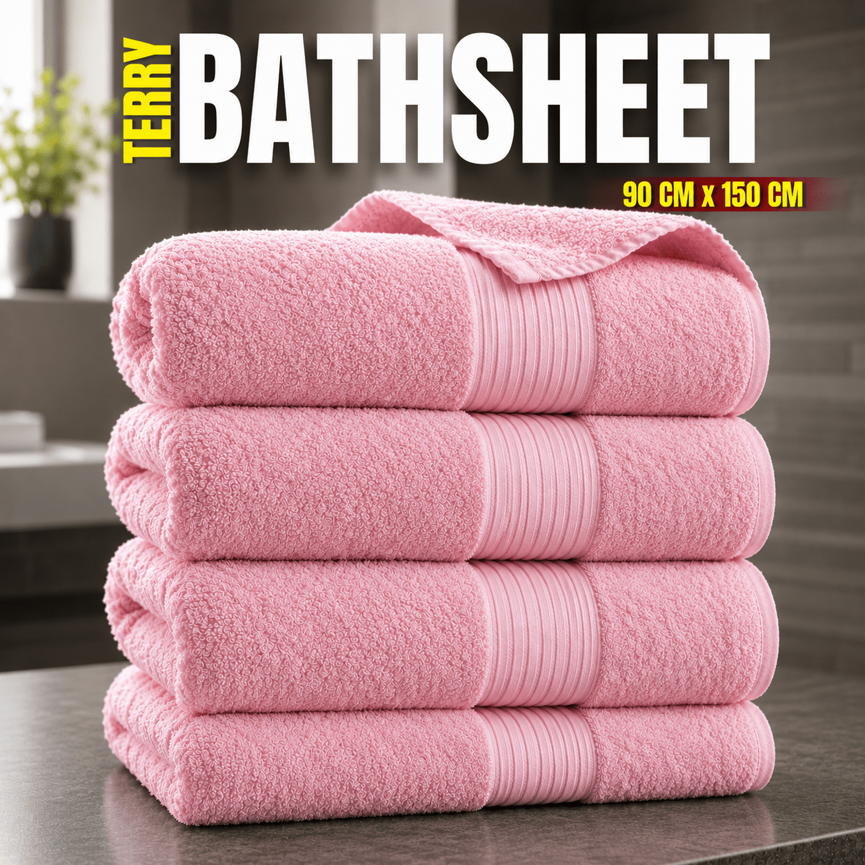 Premium Bath Sheets Set, Large Cotton Bath Towels, 90x150 cm