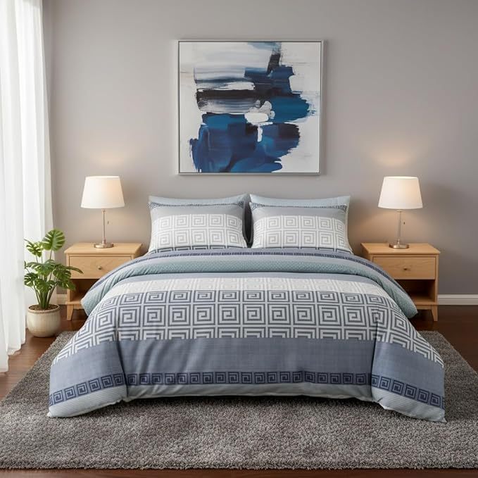 TEMU Nórdica para Cama Juego de3 Piezas Estampada - de Edredón 120x220cm ,220 x240cm,260 x240cmy 2 de Almohada 50x75cm - Microfibra y Transpirable,