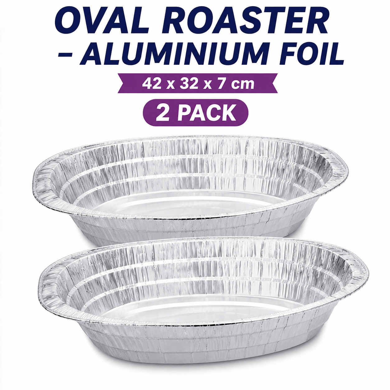 TEMU 2-pack Extra Large Oval Aluminium Foil Roasting Trays, Heavy Duty Disposable Roaster Pans For Baking, Roasting, Meal Prep & Food Storage