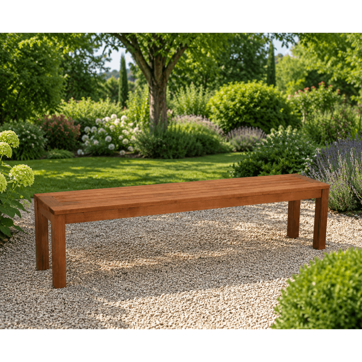Image of Eucalyptus Wood Bench 190 × 36 × 46 Cm – Garden Bench For , Wood Seat Bench For Terrace And Indoor Area