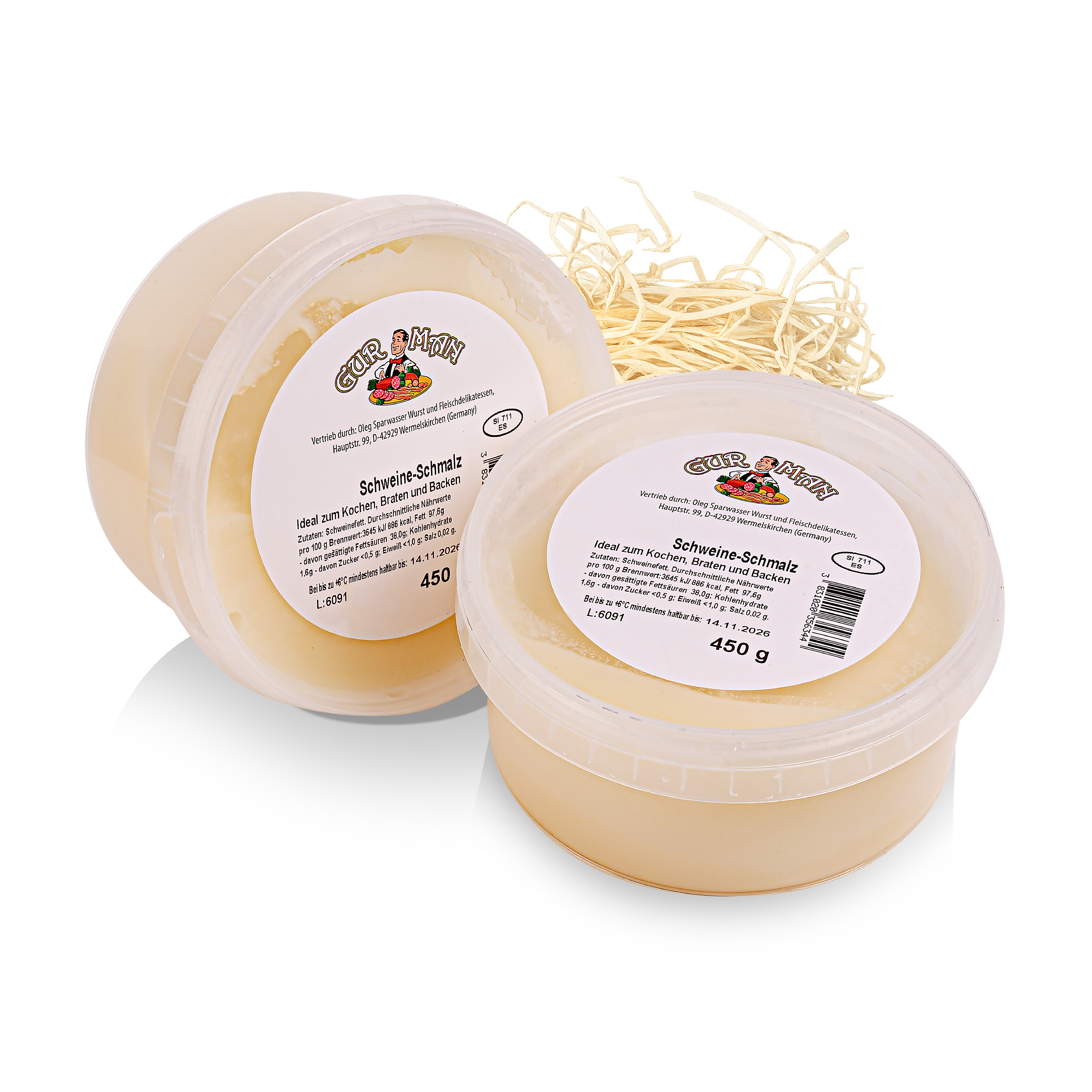 Lard For Cooking, Roasting And Baking, 2 X 450 G Can | Lard, Versatile, 2-pack, 900 G Total Content