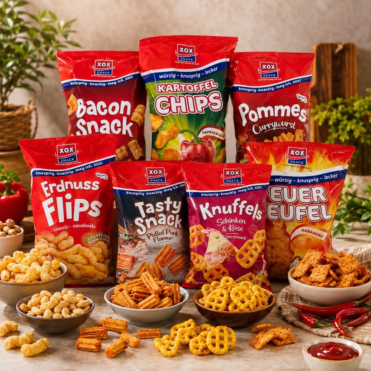 Image of Xox Party Mix - 7 Different Snack Varieties In A Value Pack - Chips, Flips, And Nibbles - Varied Snack Mix For Parties, Movie Nights, And Social Gatherings