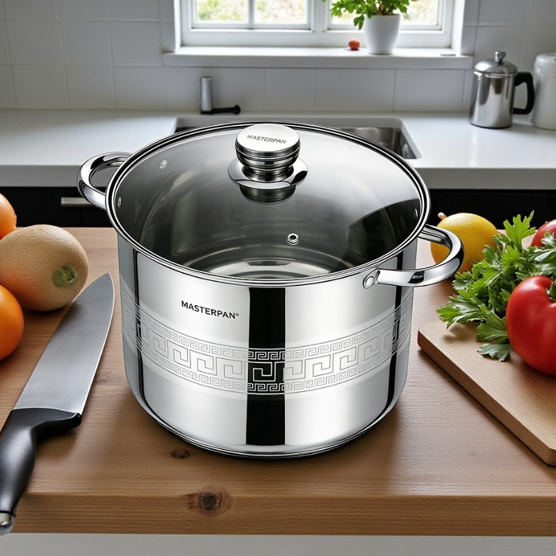 Masterpan - Roestvrijstalen Pot / Inductiepan / / Pot 16 Cm, 18 Cm, 20 Cm, 22 Cm, 24 Cm, , 28 Cm, 30 Cm, 32 Cm, , 36 Cm / 3L, 4L, 5L, 7L, 9L, 11L, 13L, 16L, 19L, 22L, 25L / Pot met Deksel