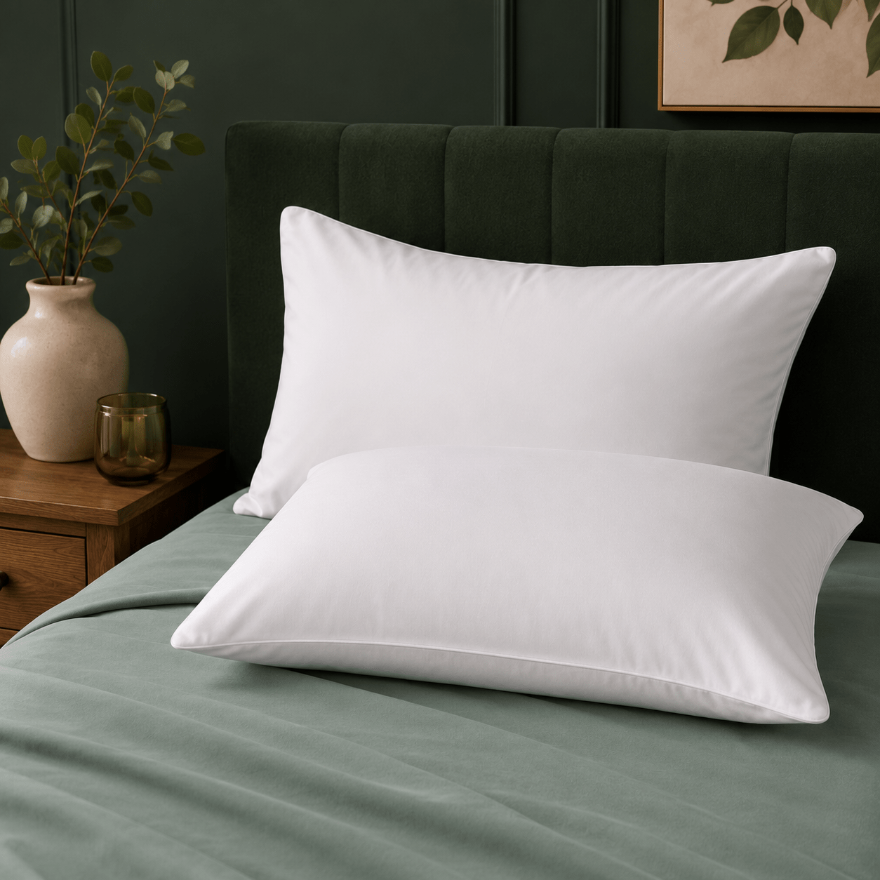 TEMU Almohada de Fibra 45x72 cm – Relleno 100% Poliéster Mullido y Transpirable, Firmeza Media, Almohada para Dormir, Cama de Matrimonio e Individual