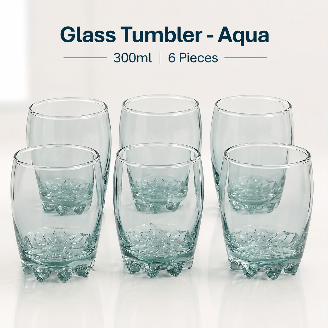 TEMU 6pcs Glass Tumbler Set 300ml Aqua Drinking Glasses For Water Juice Soft Drinks Everyday Use