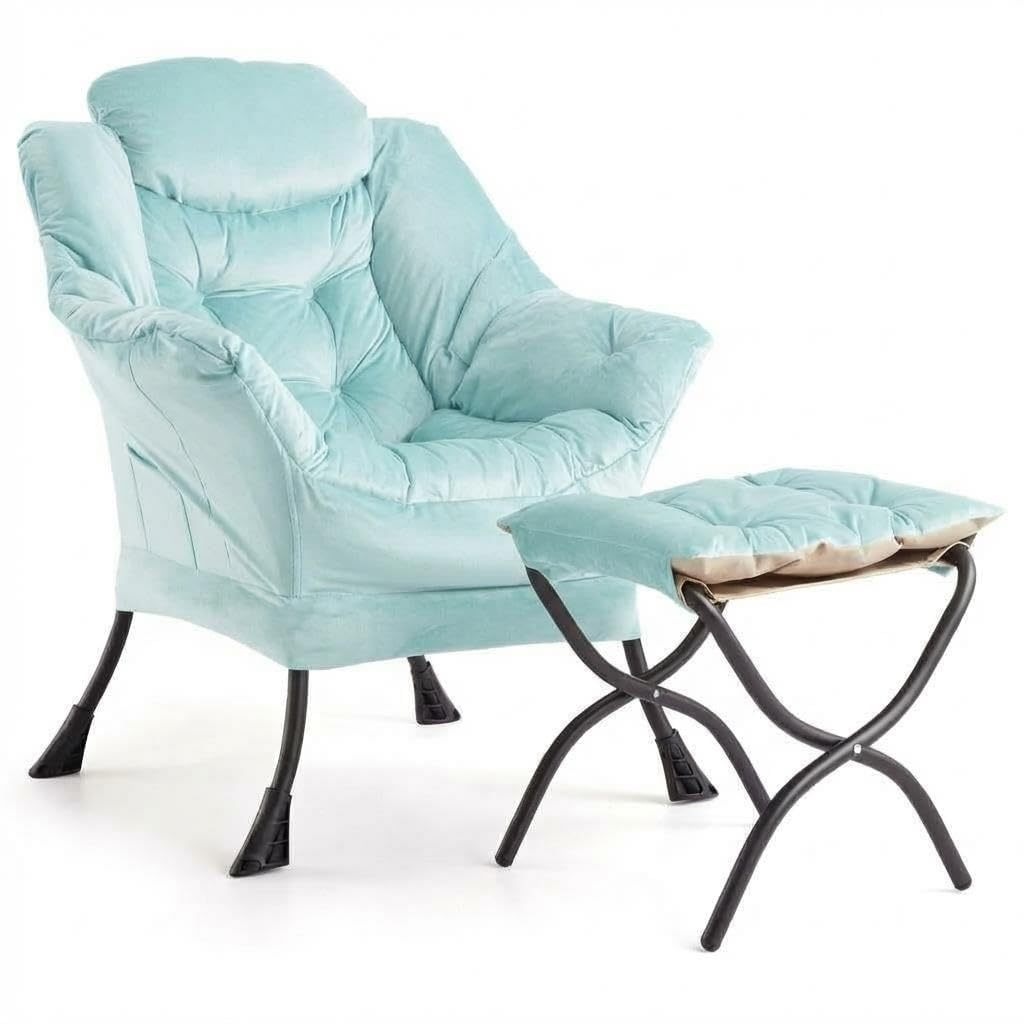 Image of Tropow Armchair With Footstool Comfy Arm Chair Relax Reading Chair Accent Chairs Cuddle Chairs With , Comfy Set With Ottoman, For Living Room, Bedroom, Dorm, Office