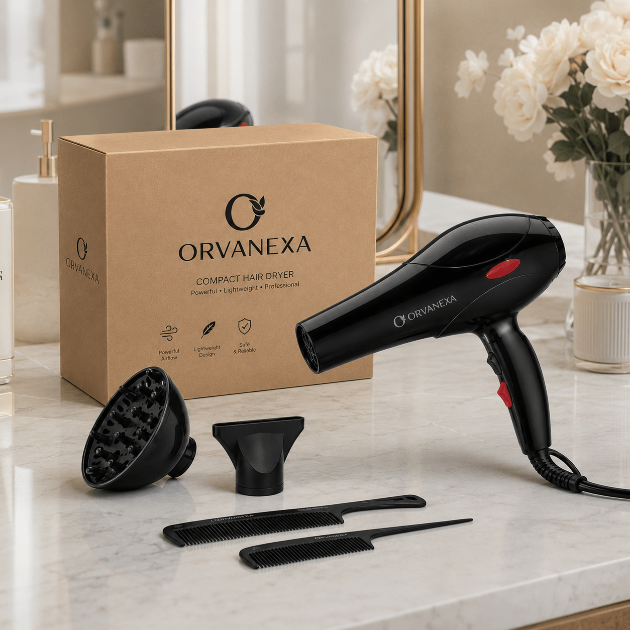 TEMU Comb Set With Diffuser, Concentrator Nozzle, Styling Comb, And Paper Box Storage—making Everyday Easy ...