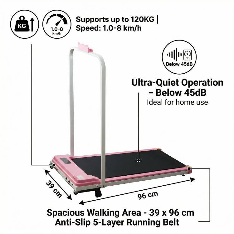 Foldable Walking Pad with Handle & Bluetooth, 8 km/h Speed