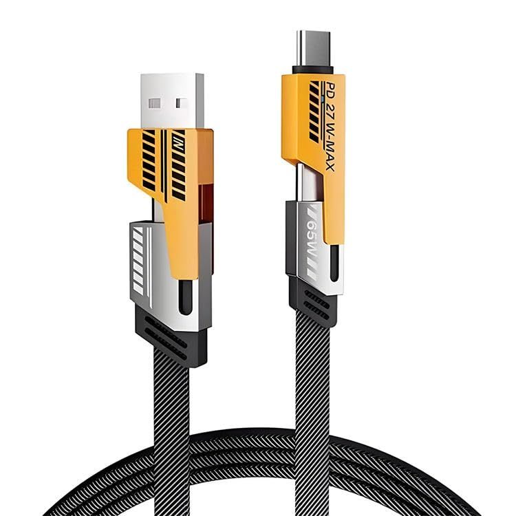 TEMU Cable de carga USB-C 4 en 1 de 1M, cable de carga múltiple ultra rápido con entradas USB-A y USB-C, trenzado de nailon, para teléfonos