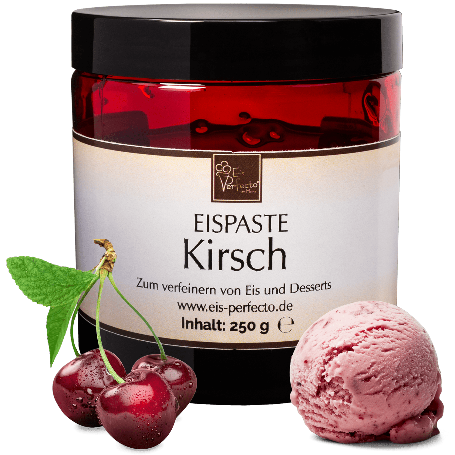 Cherry Ice Paste 250g | Aroma Paste For Ice Cream With Fruity Cherry Ice Cream Flavor | Aroma For Ice Cream, Sorbet, Desserts & Milkshakes | Ice Aroma Extract For Refining | Movito